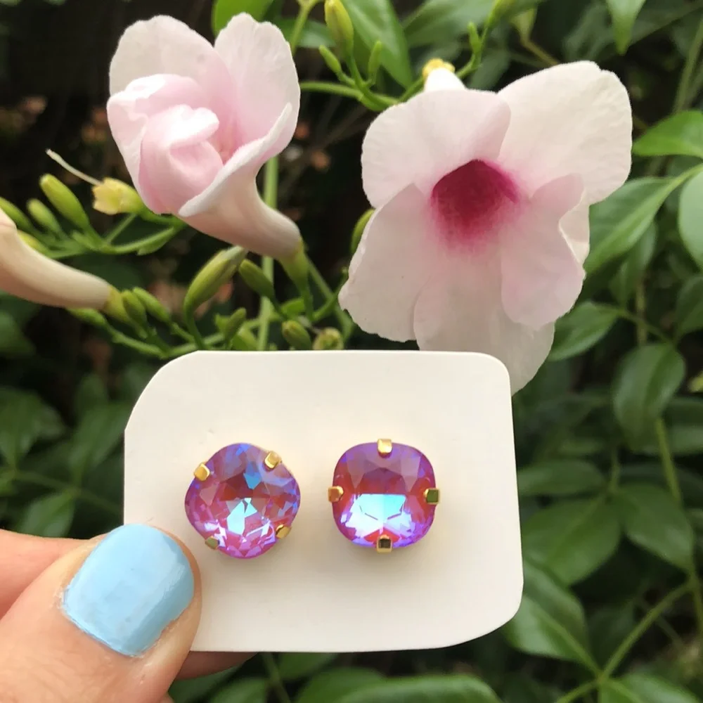 Hyacinth Aurora Borealis Crystal Earrings